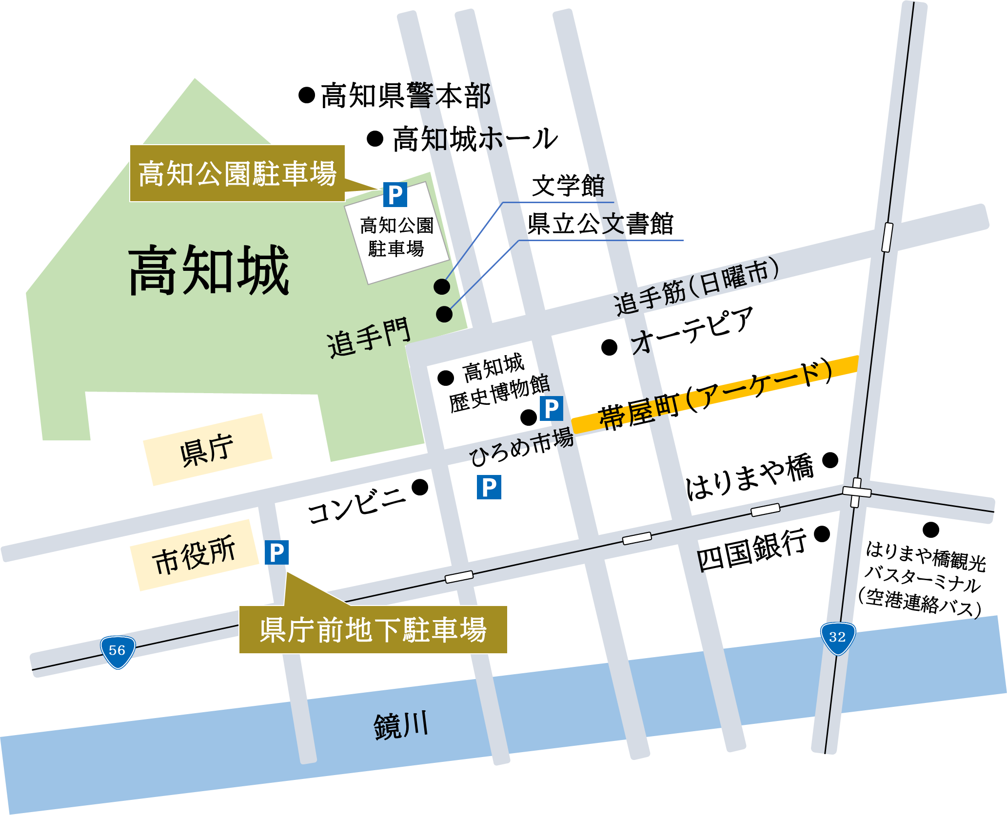 高知公園駐車場のMAP